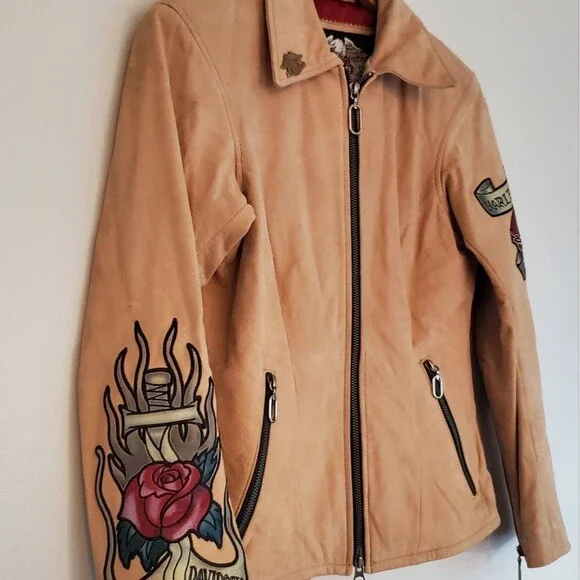 Harley Davidson *Flawed* tan leather jacket size women's XS - Picture 5 of 16